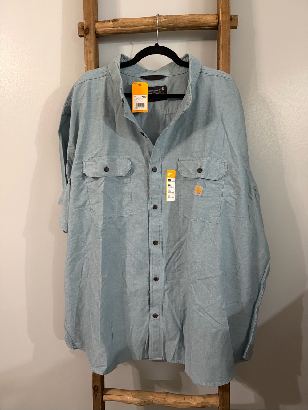 Classic Carhartt Men's Short Sleeve Chambray Work Shirt 4XL